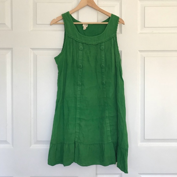 Emerald Green Linen Dress